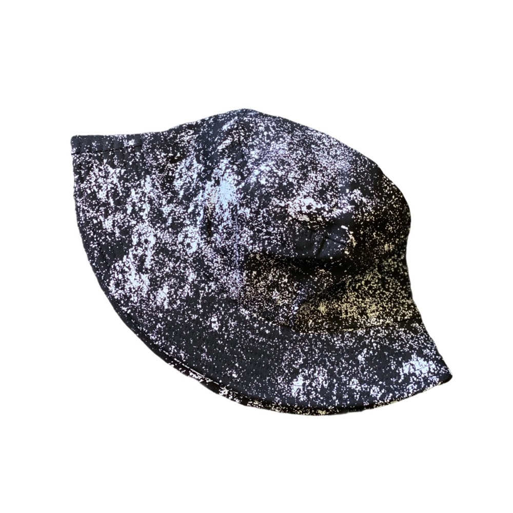 Black Bucket Hat Distressed Acid Wash Paint Panama